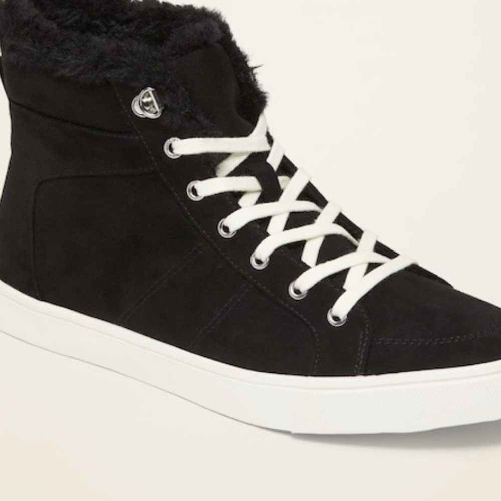 Old Navy Suede Faux Fur Lined High Tops for Women - Picture 2 of 6
